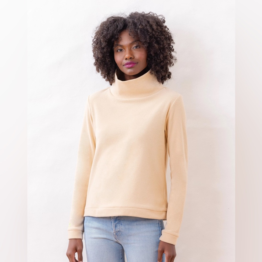 Dudley Stephens Park Slope Turtleneck in terry fleece natural blush